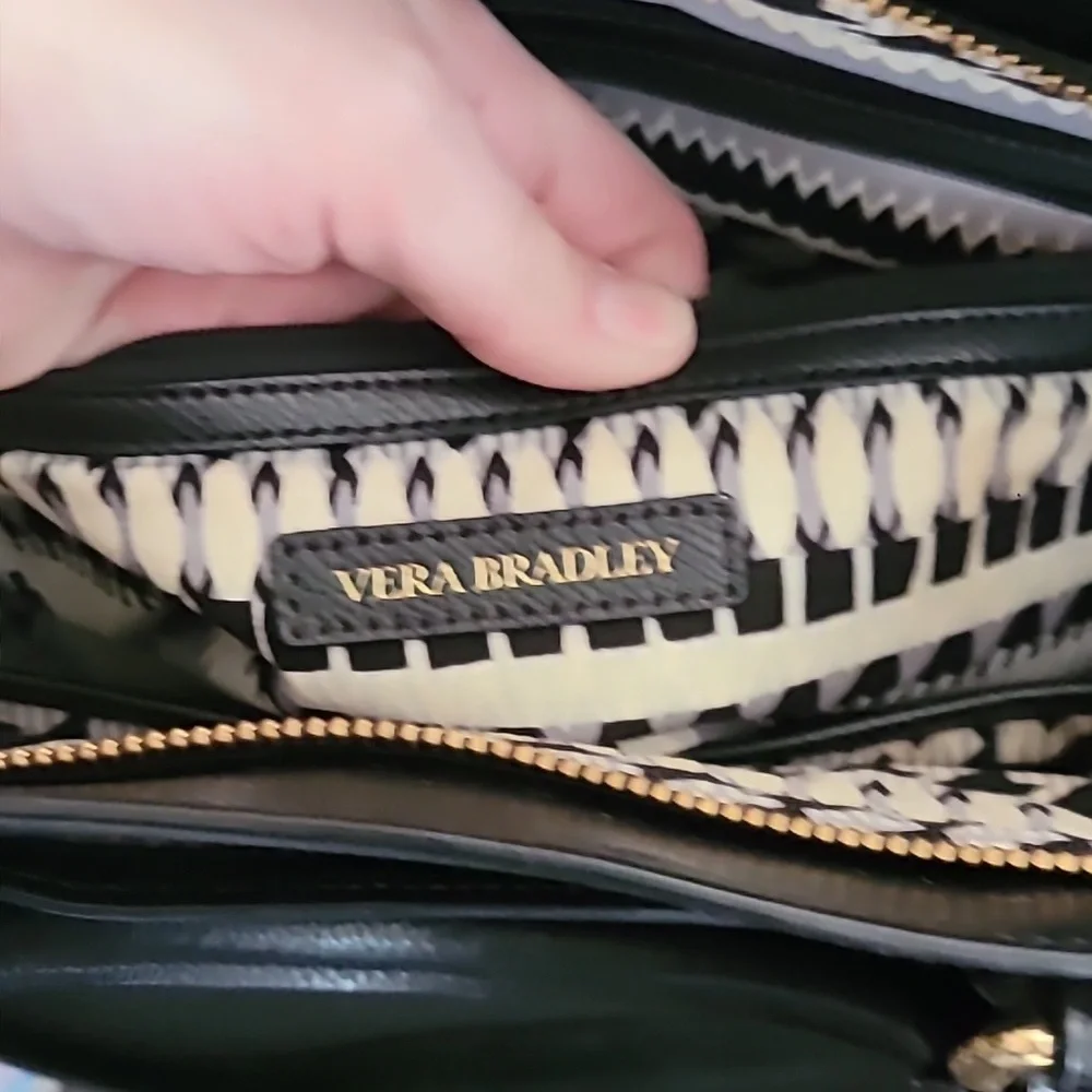 Vera Bradley Black Morgan Satchel Tote Crossbody Bag Purse